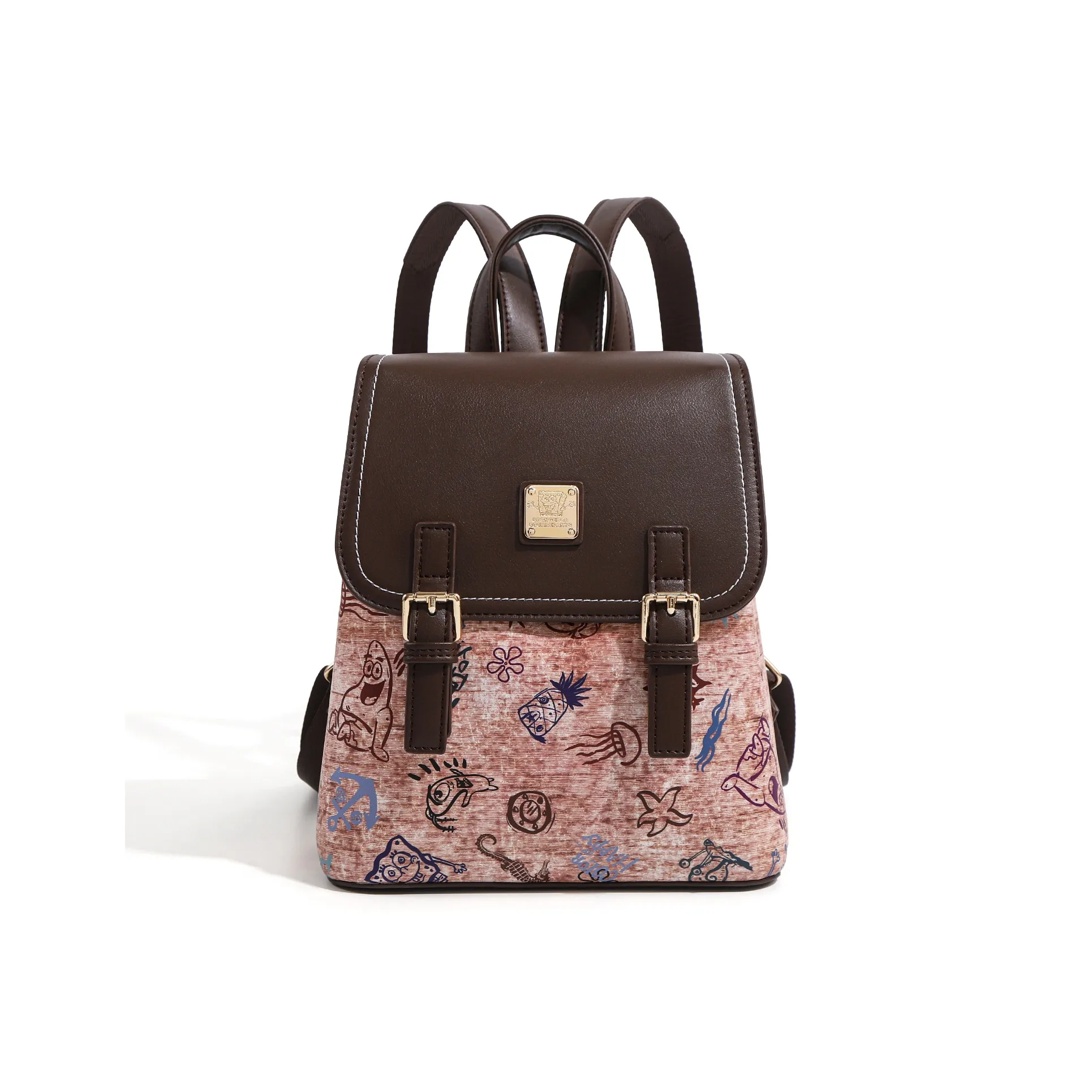 SPONGEBOB SQUAREPANTS ПУ (полиуретан) Рюкзак Обычный Женский Кофейный