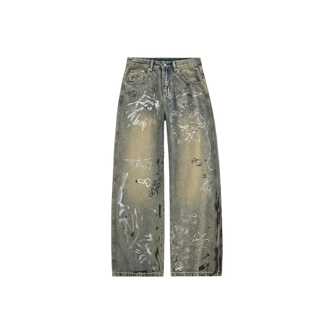 ONENINE34PM Желтый Грязь Унисекс Джинсы