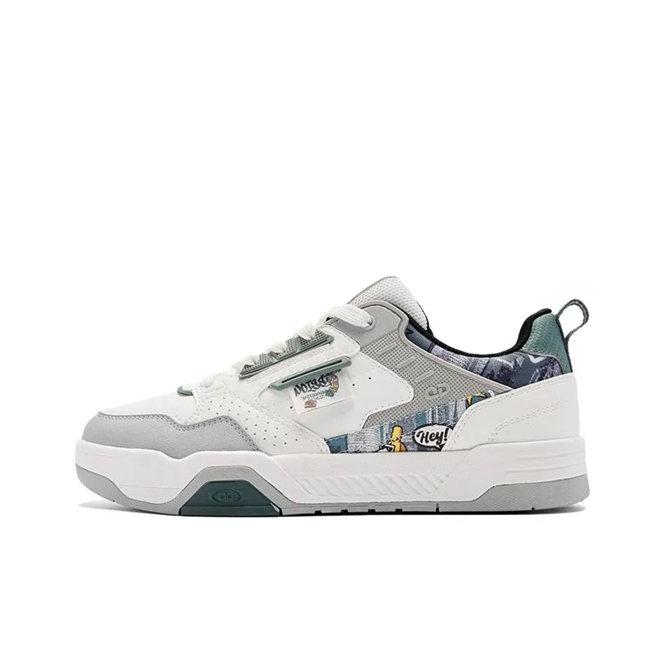 QIAODAN Slip-resistant Abrasion-resistant Low-top Skateboard Shoes Men's Cloud PEAK White Lime Green QIAODAN Противоскользящие Износостойкие Низкие Кроссовки для скейтбординга Мужские Облако PEAK Белый Лаймово-зеленый