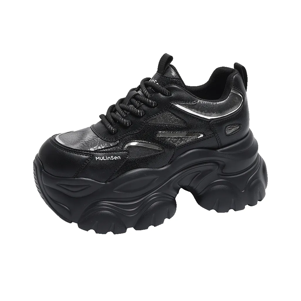 Mulinsen Платформа Обувь Увеличение Высоты Устойчивая к Износу Легкая Низкий Топ Тяжелая Подошва Женская