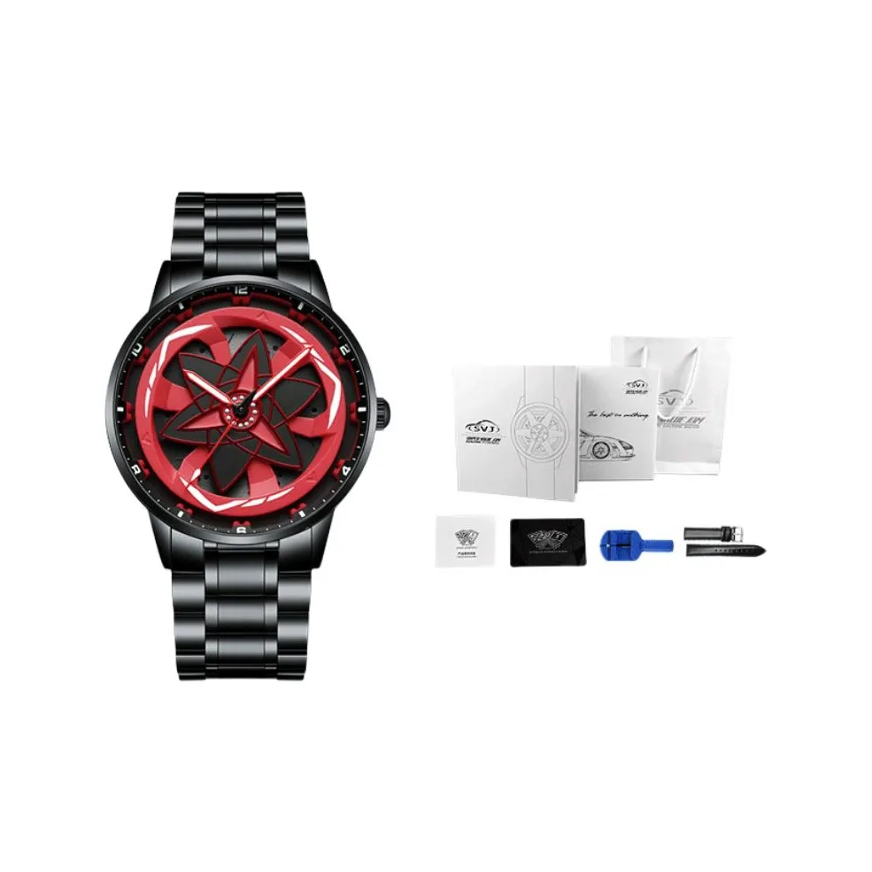 SVJ Ninja Series Кварцевый механизм Нержавеющая сталь Ремешок Часы Мужские Черный циферблат A2073G