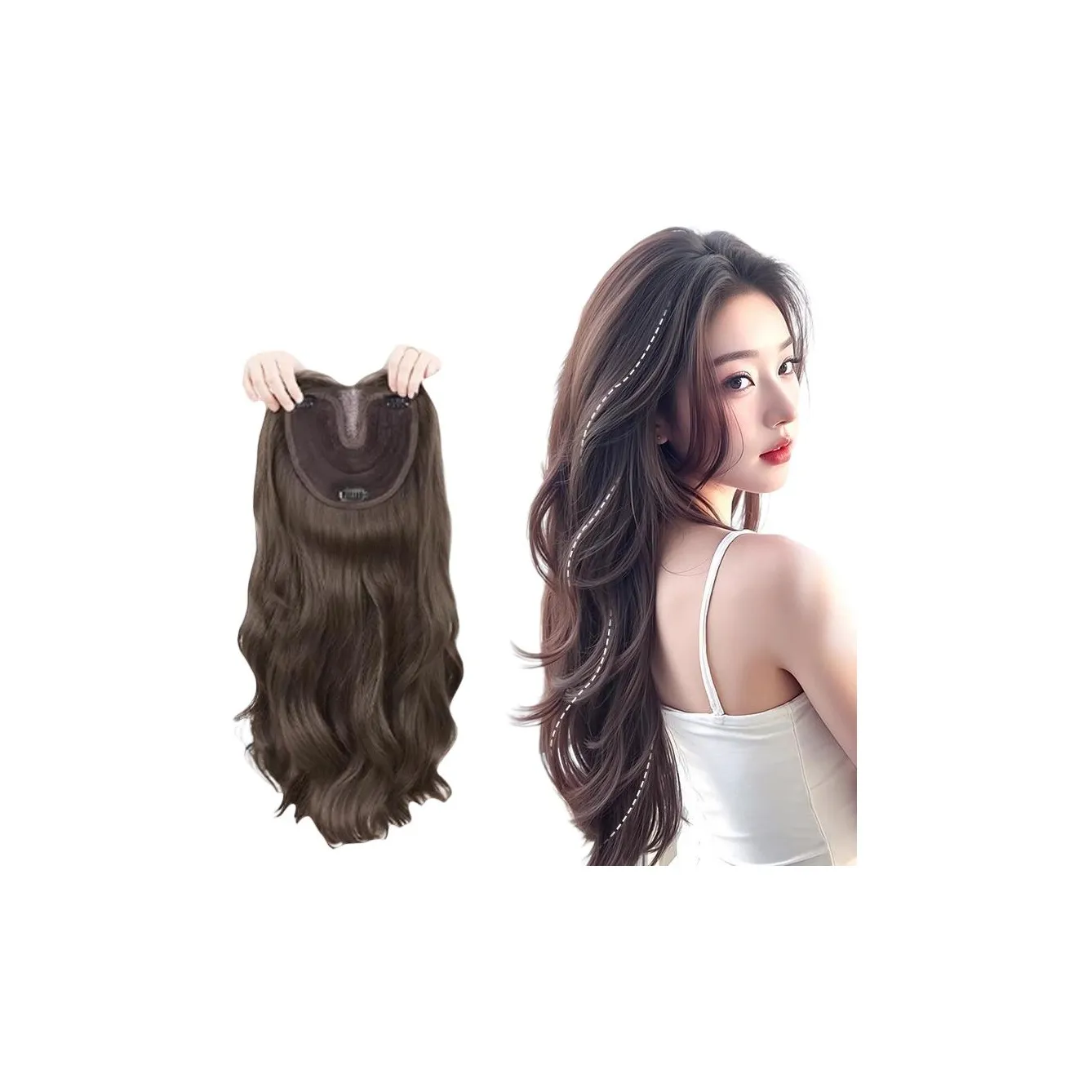 Northward Incline Без стоимости доставки CENTER Часть Большая волна Длинный кудрявый волос Топ парик для волос Женская парик Высокая температура пряжа