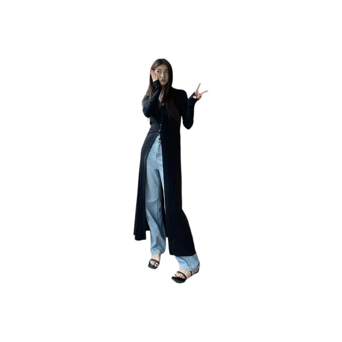 FLIM Черный длинный рукав Женский трикотаж