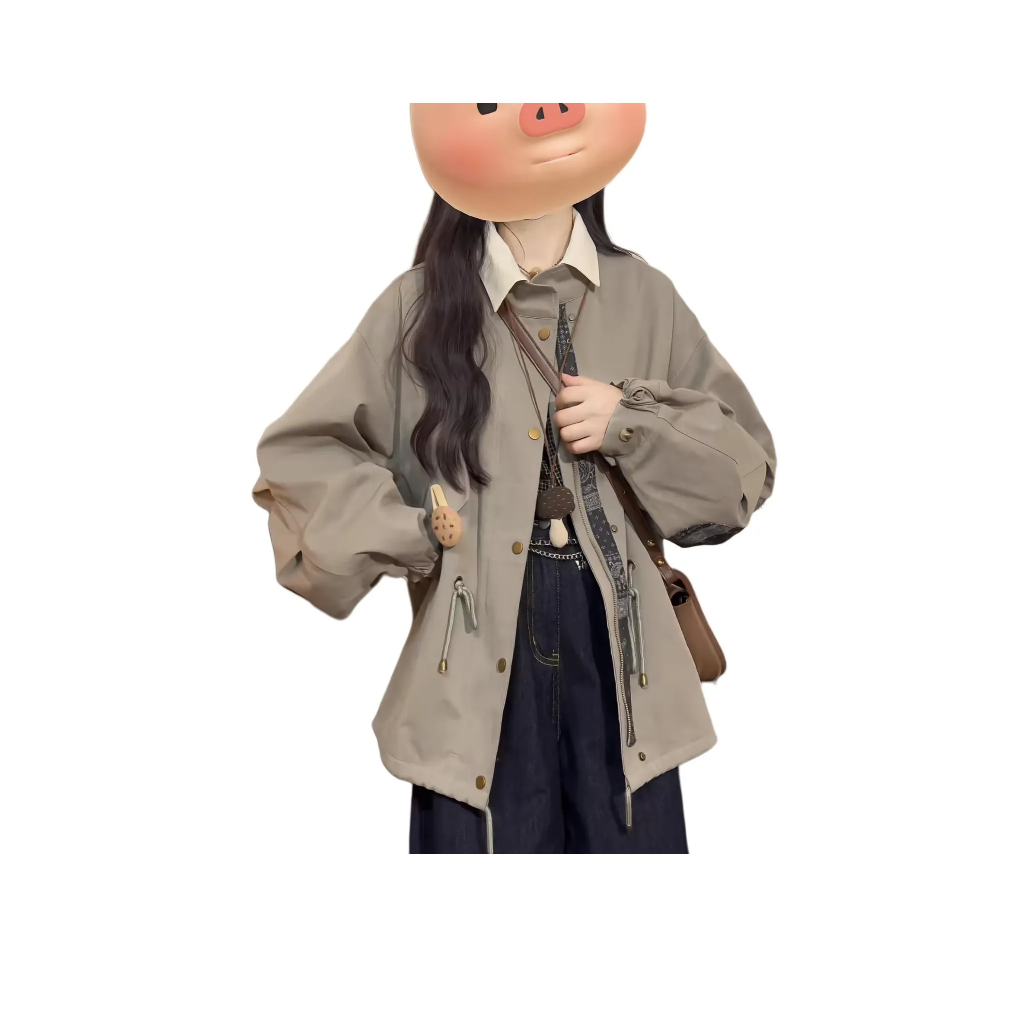 LADYXIEXIE Серый Зеленый Giveaway Бренд Наклеенный Женский Тренч