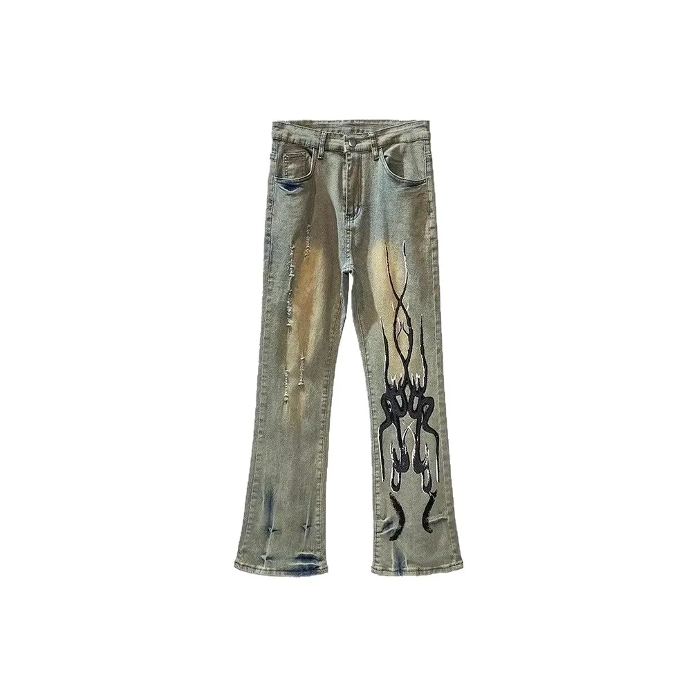 ONENINE34PM Желтый Грязь Мужские Джинсы