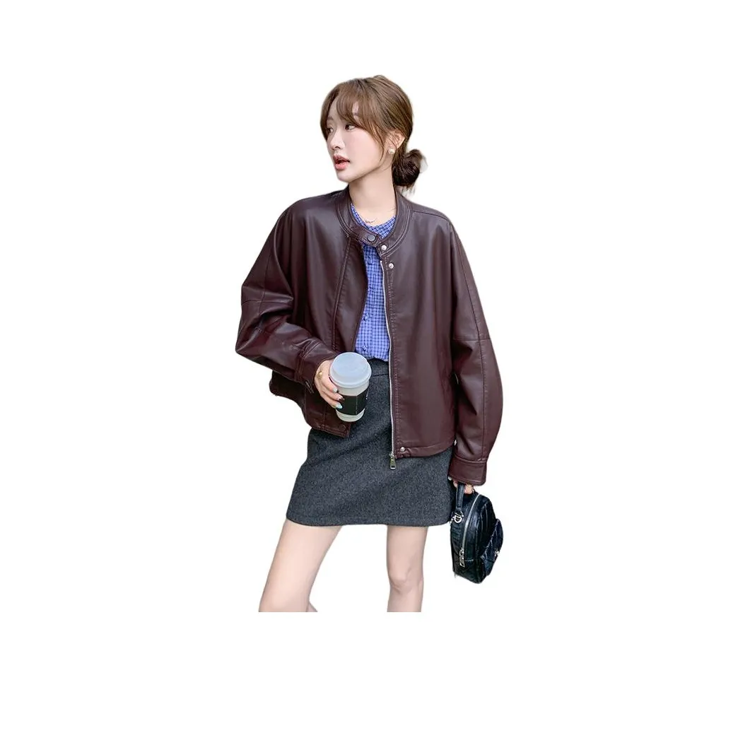 H YXIANG Кожа Куртка Женская