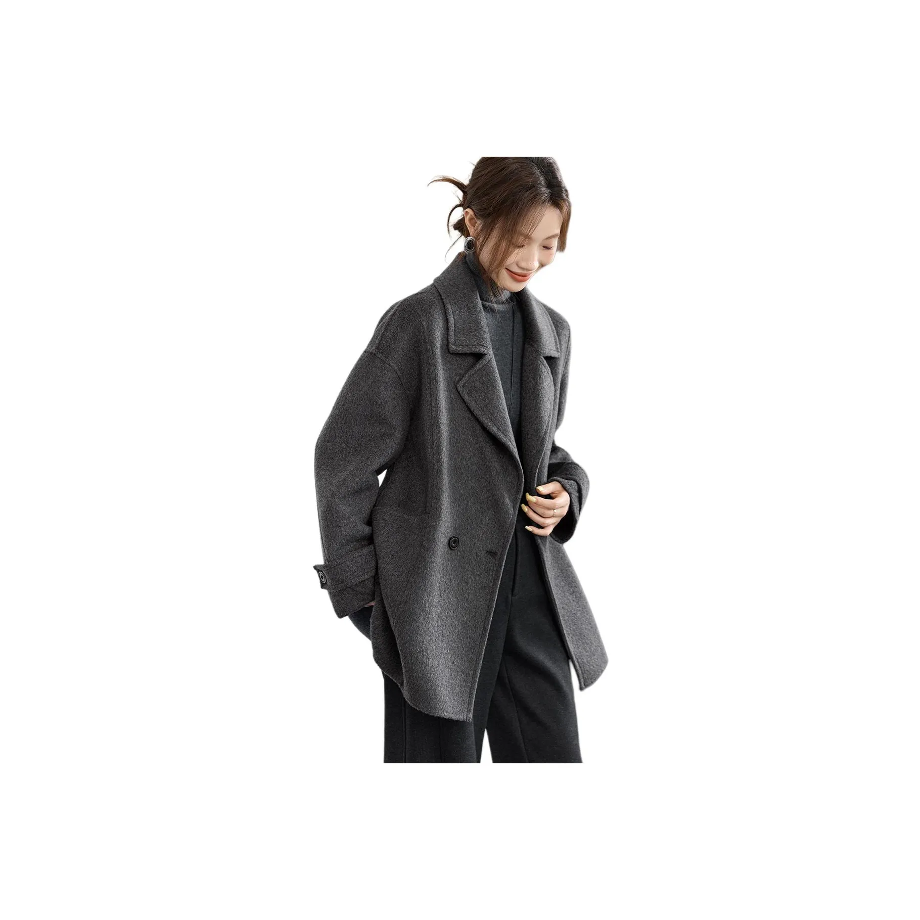 Mo Han Yi Mei Серое Женское Пальто