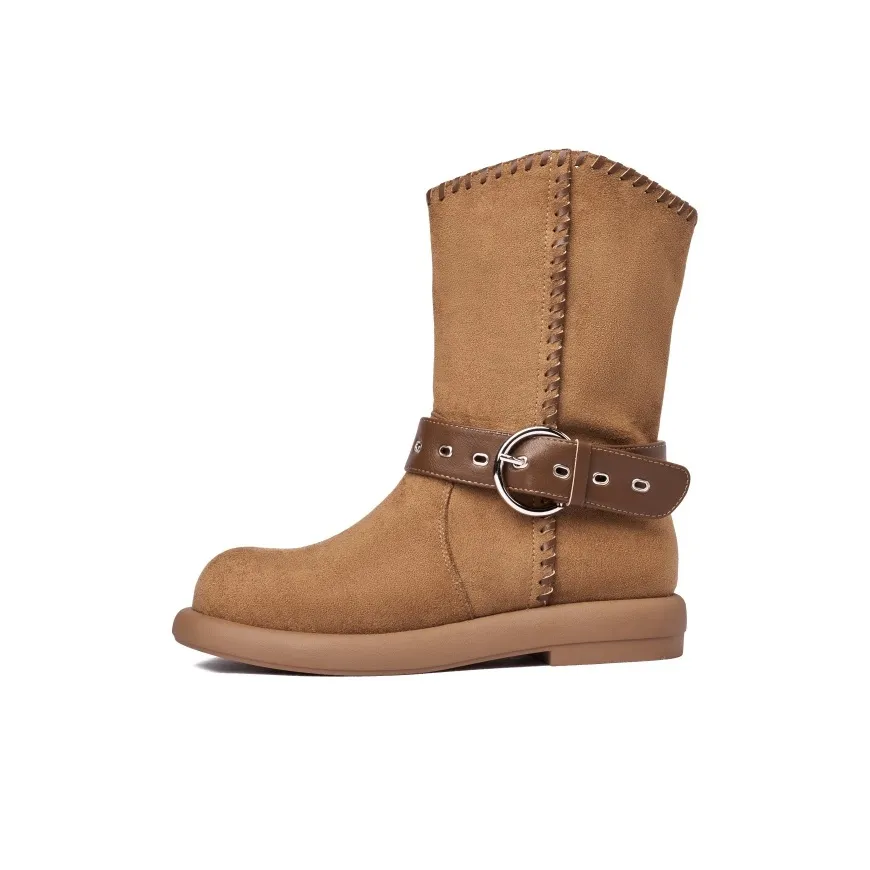 JOSINY Vintage Versatile MID Голень Ботинки Ботильоны 3 см Женские