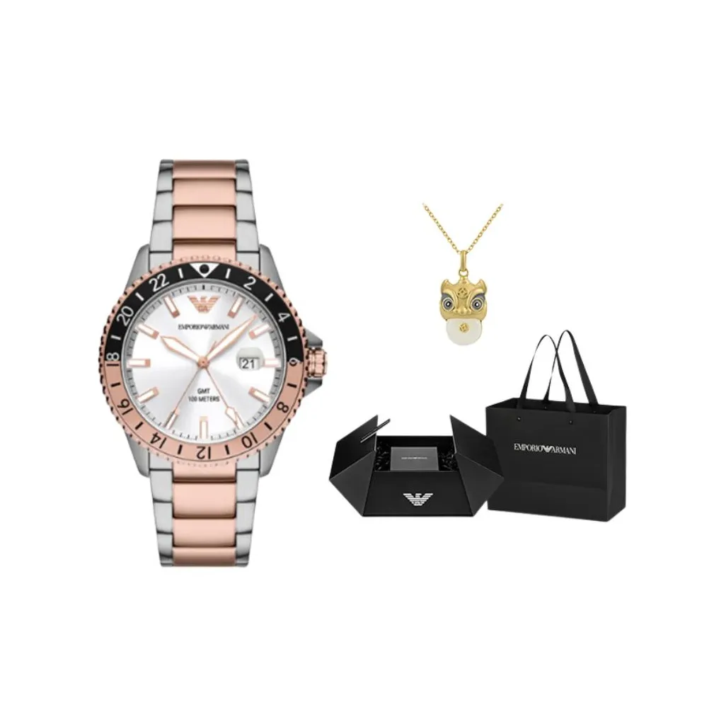 EMPORIO ARMANI Мужские часы Кварцевый механизм Ремешок из нержавеющей стали 42 мм Белый циферблат