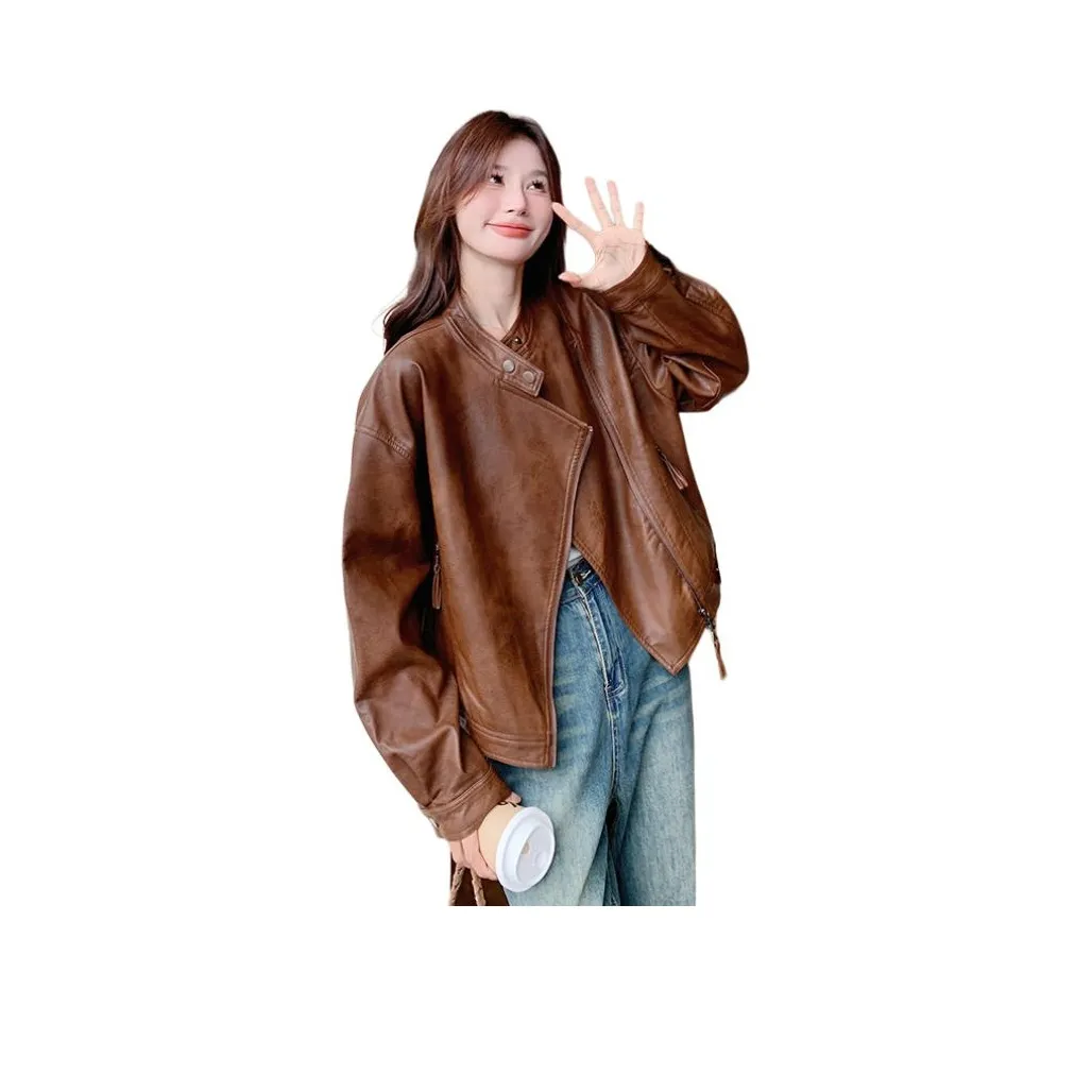 H YXIANG Кожа Куртка Женская
