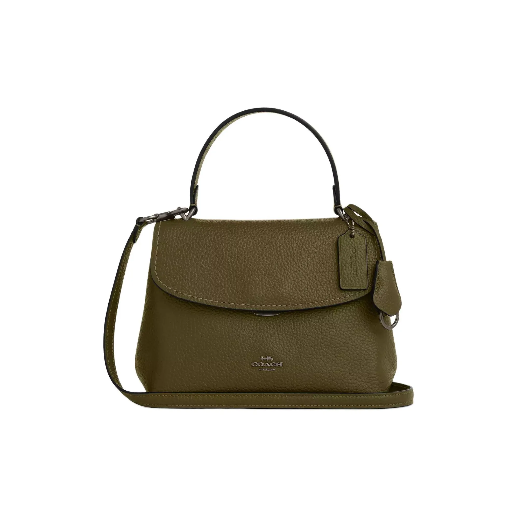 COACH Pebble Leather Bag Medium Women's Olive Green COACH Pebble Кожа Сумка Средний Женский Оливково-Зеленый