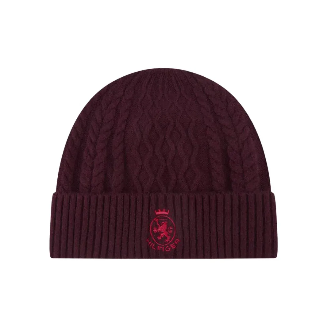 Tommy Hilfiger Шапки-бини из овечьей шерсти Мужские Темно-красный Темно-синий