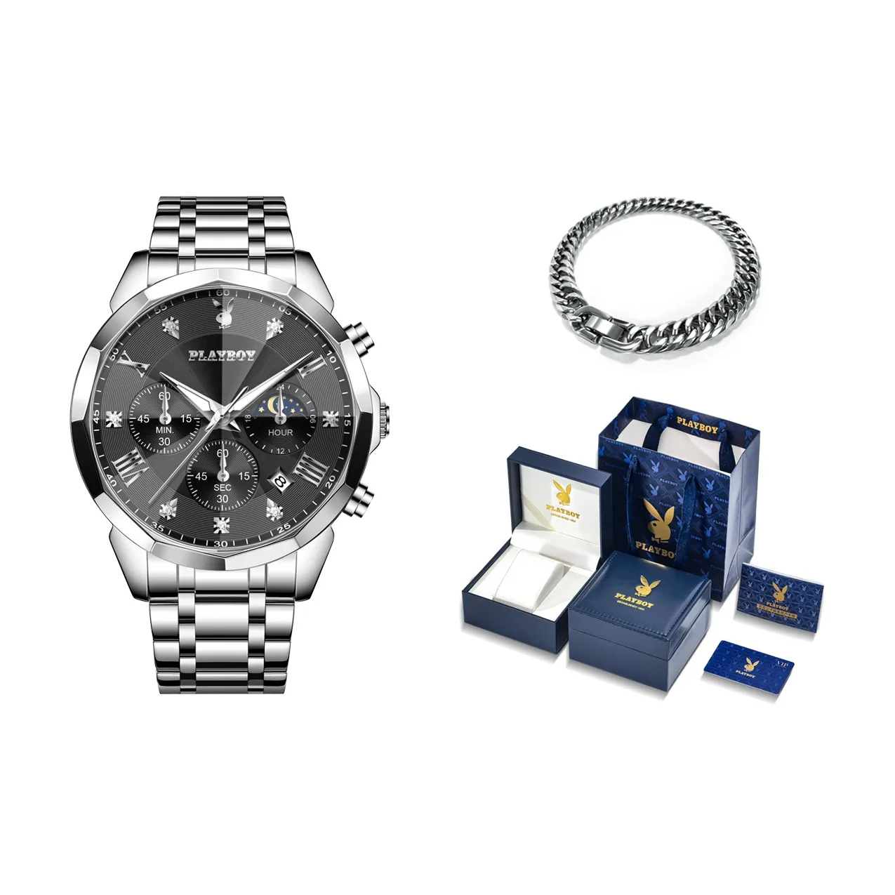 Playboy Кварцевый механизм Мужские часы 42 мм Черный
