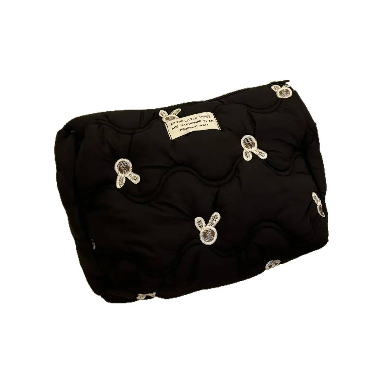 Пан Фарфор Черная вышивка Кролик Премиум Нишевый Сумка для хранения Портативная Большая емкость Путешественная Сумка для туалетных принадлежностей Косметичка