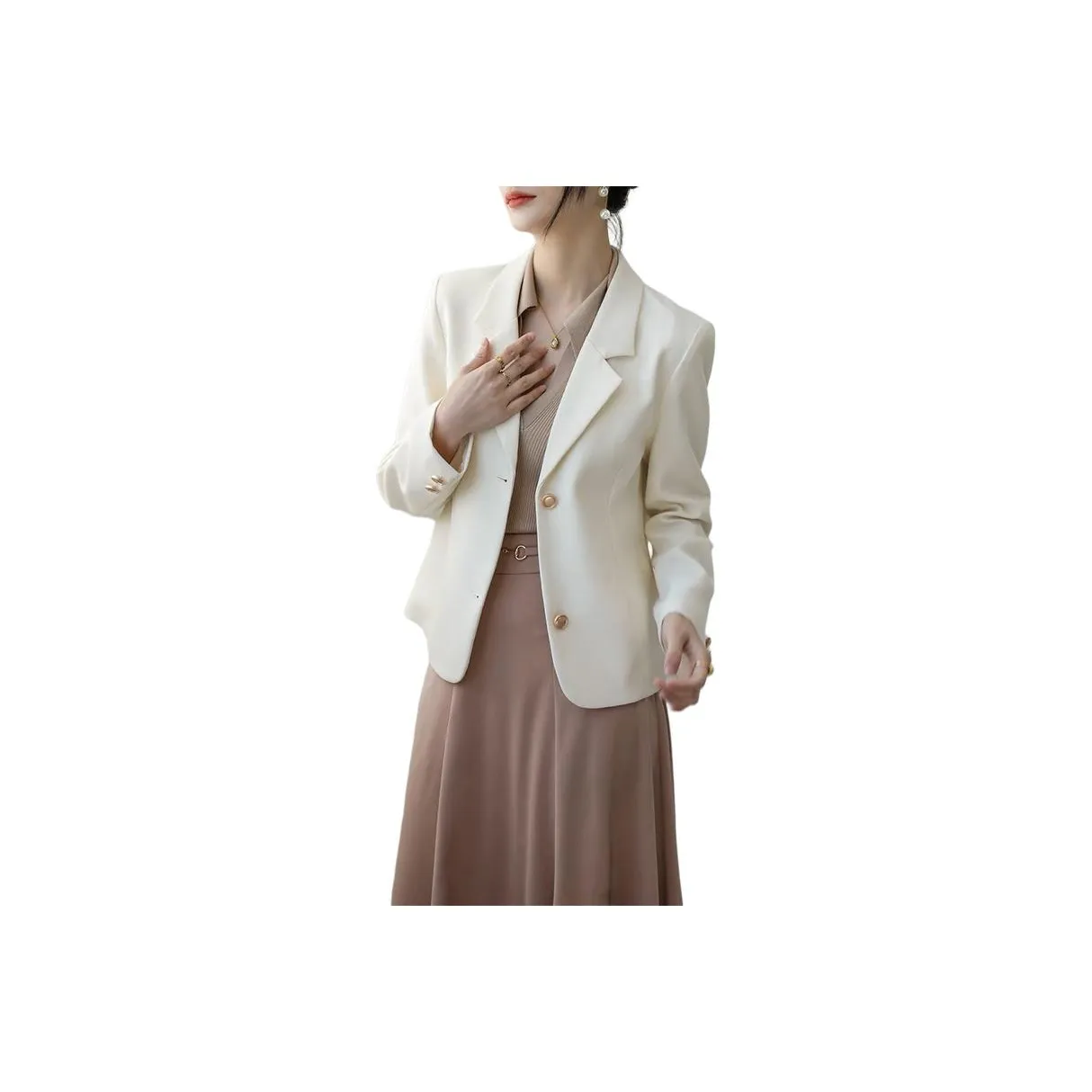 LADYXIEXIE Экрю Розыгрыш Бренд Наклеенный Женские Деловые костюмы