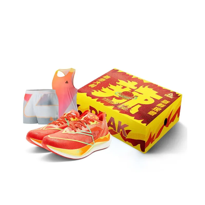 PEAK Амортизация Oтскок визуально увеличивает рост Устойчивый к истиранию Низ Резистентный Низкий Топ Беговые кроссовки Мужской Красный Апельсин