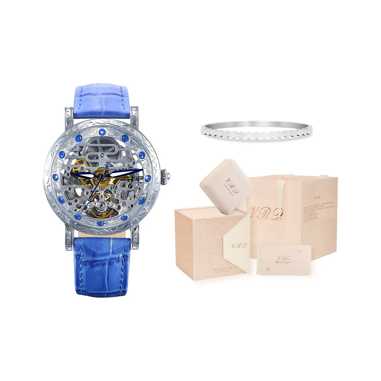 VRQ Faith Series Автоматический Механический Механизм Часы Женские Черепный Циферблат