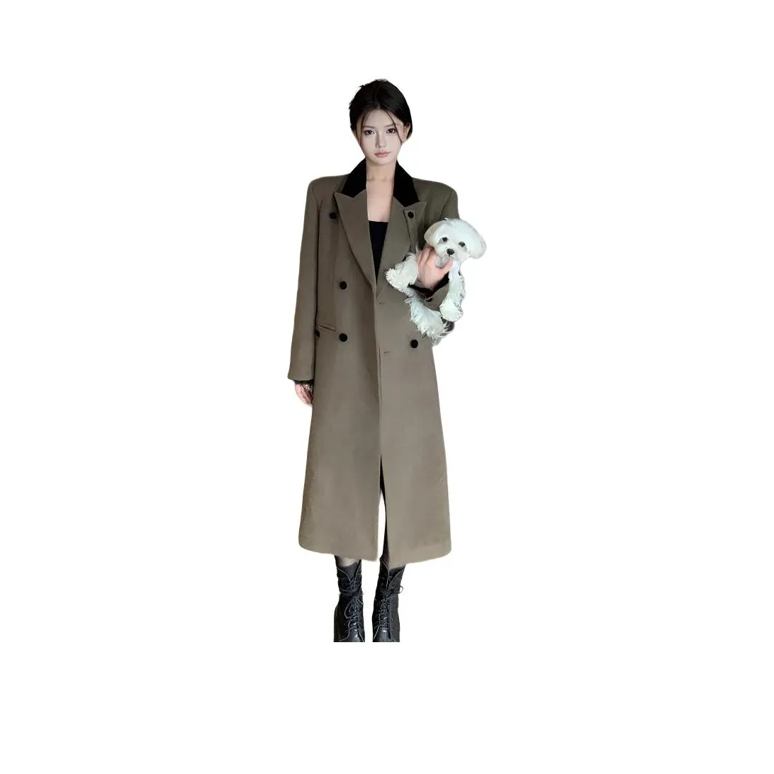 QINGYING Темно-коричневое женское пальто