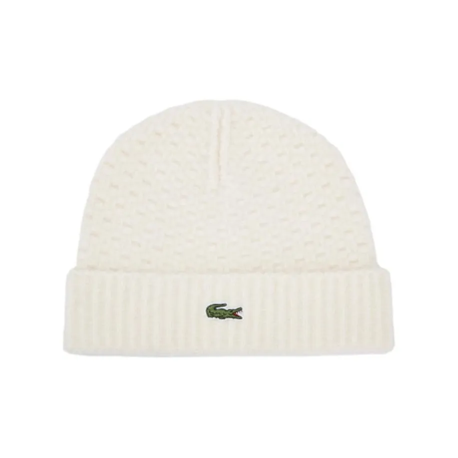 LACOSTE Трикотажная ткань Шапки-бини Унисекс Кремово-белый