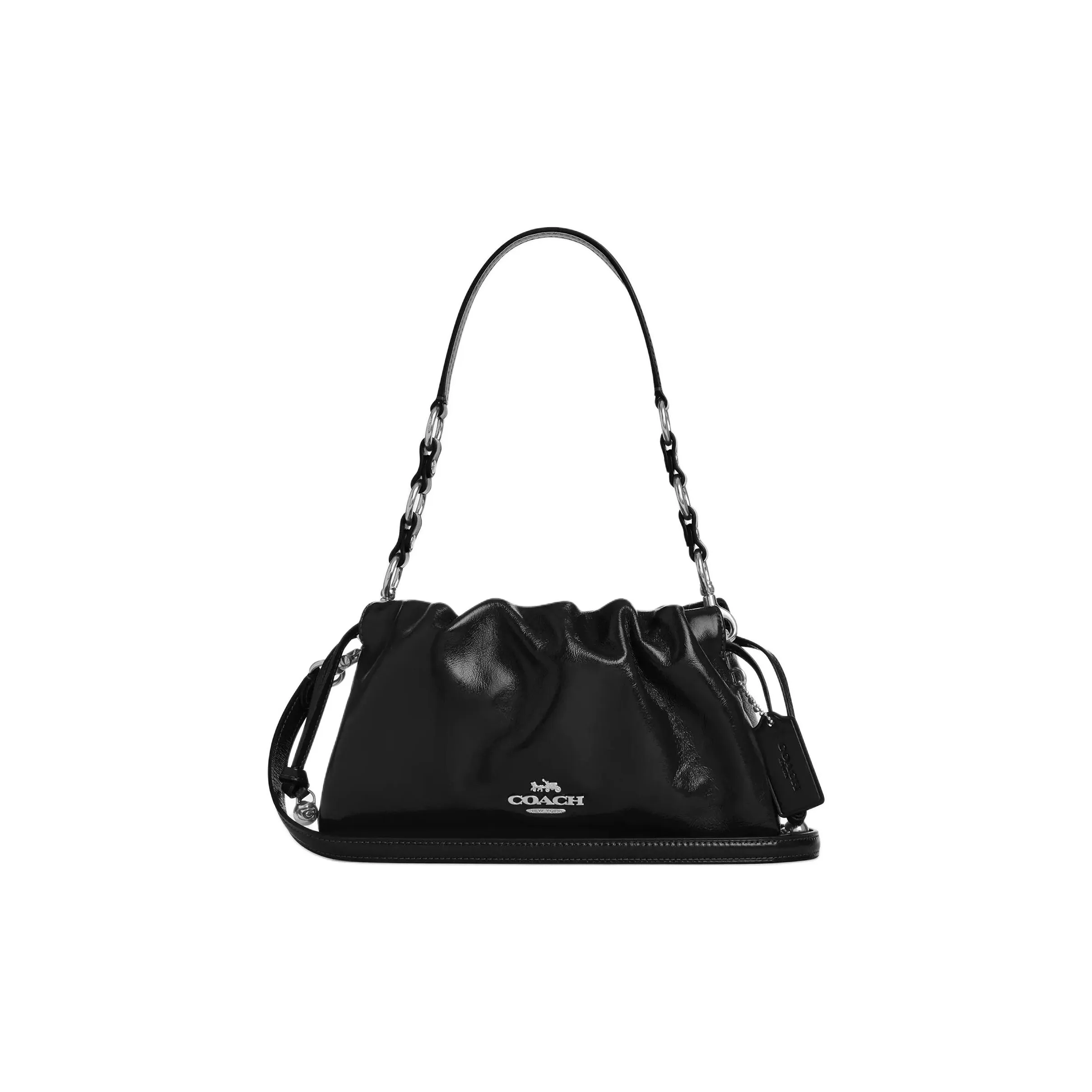 COACH Faye Wrinkle Кожа Сумка на плечо Большая Женская Черная
