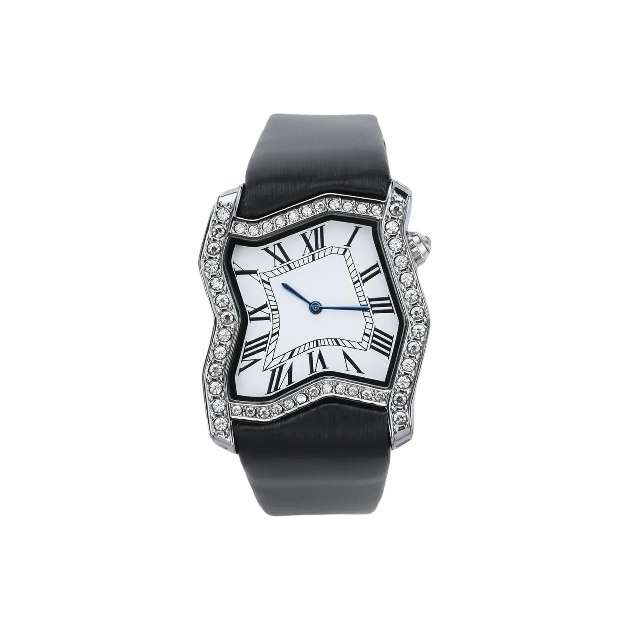 KIOSK Серебряный Роскошный Американский Кварц Механизм Окаменелость Ремешок из Натуральной Кожи Часы Унисекс Белый Циферблат