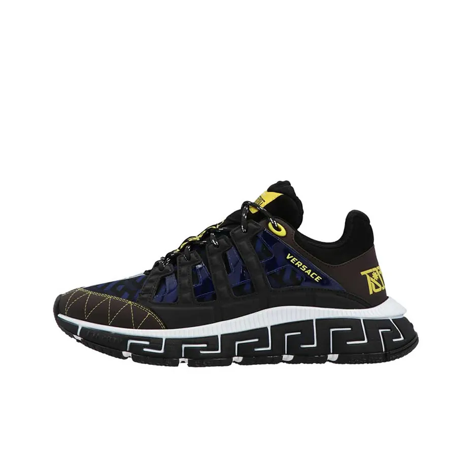 VERSACE Trigreca Casual Shoes Men Low Top Black/Marine Blue
