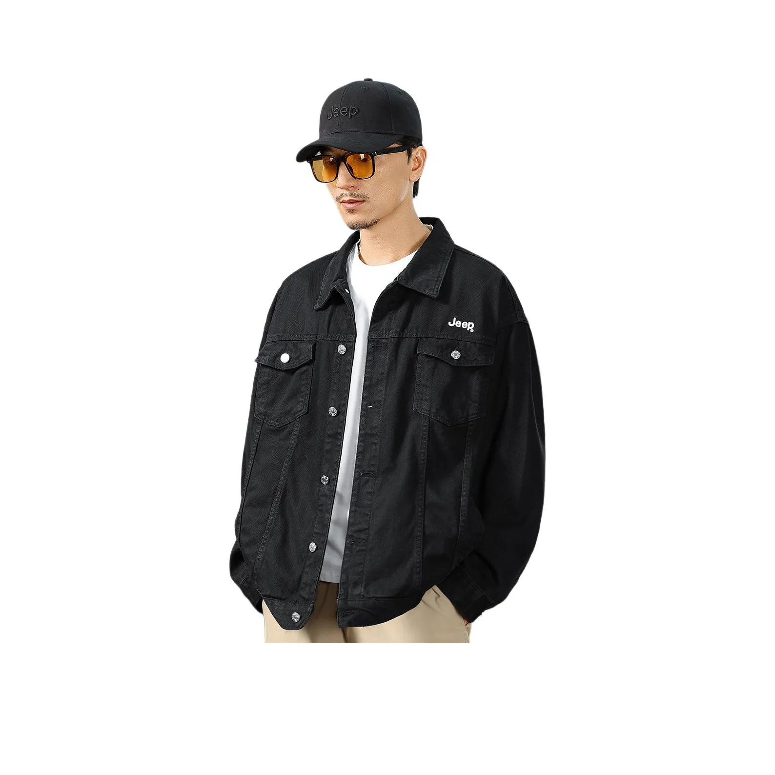 Jeep Luxury Wrangler Collection Джинсовая куртка унисекс Рыцарь черного цвета