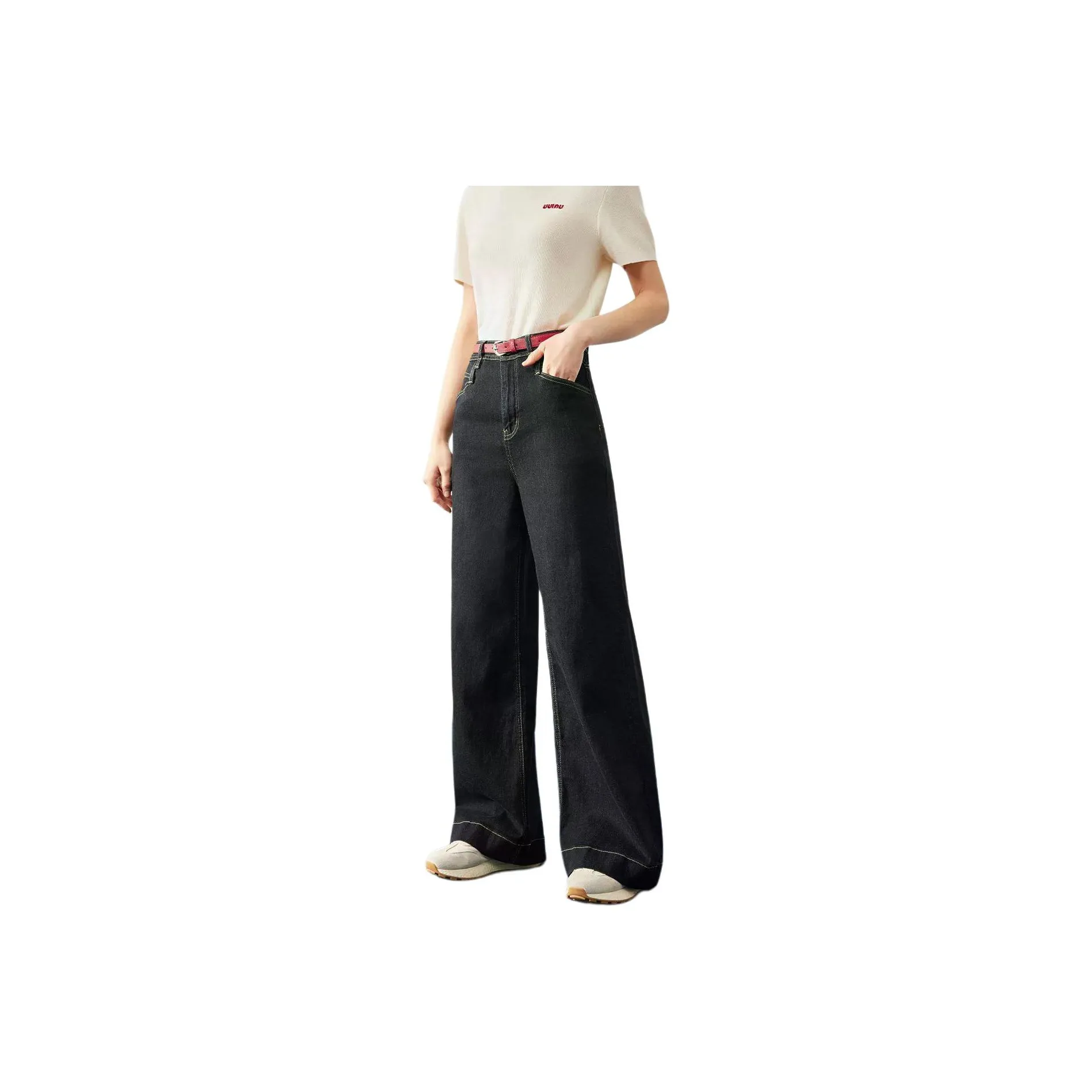 AIYIFU Джинсы черные золотые женские