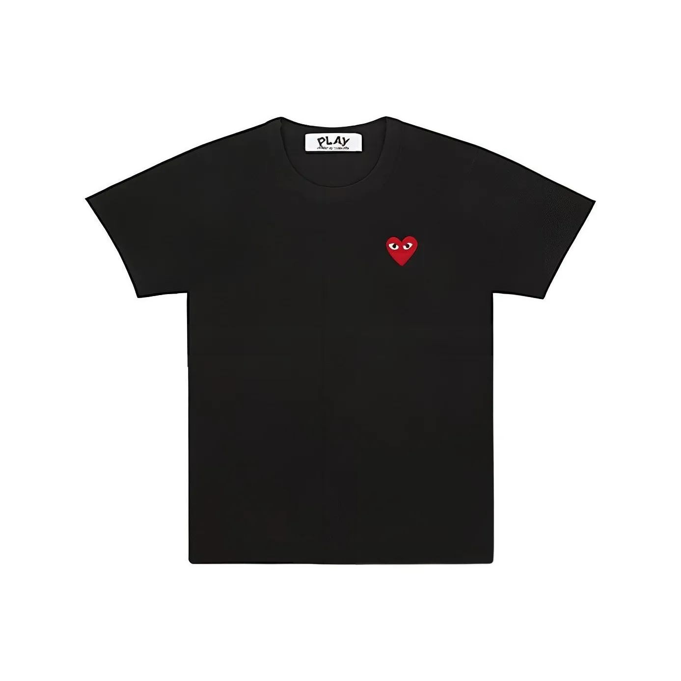 CDG Play Сердце Логотип Патч T-Рубашка T-Рубашка Мужская Черная