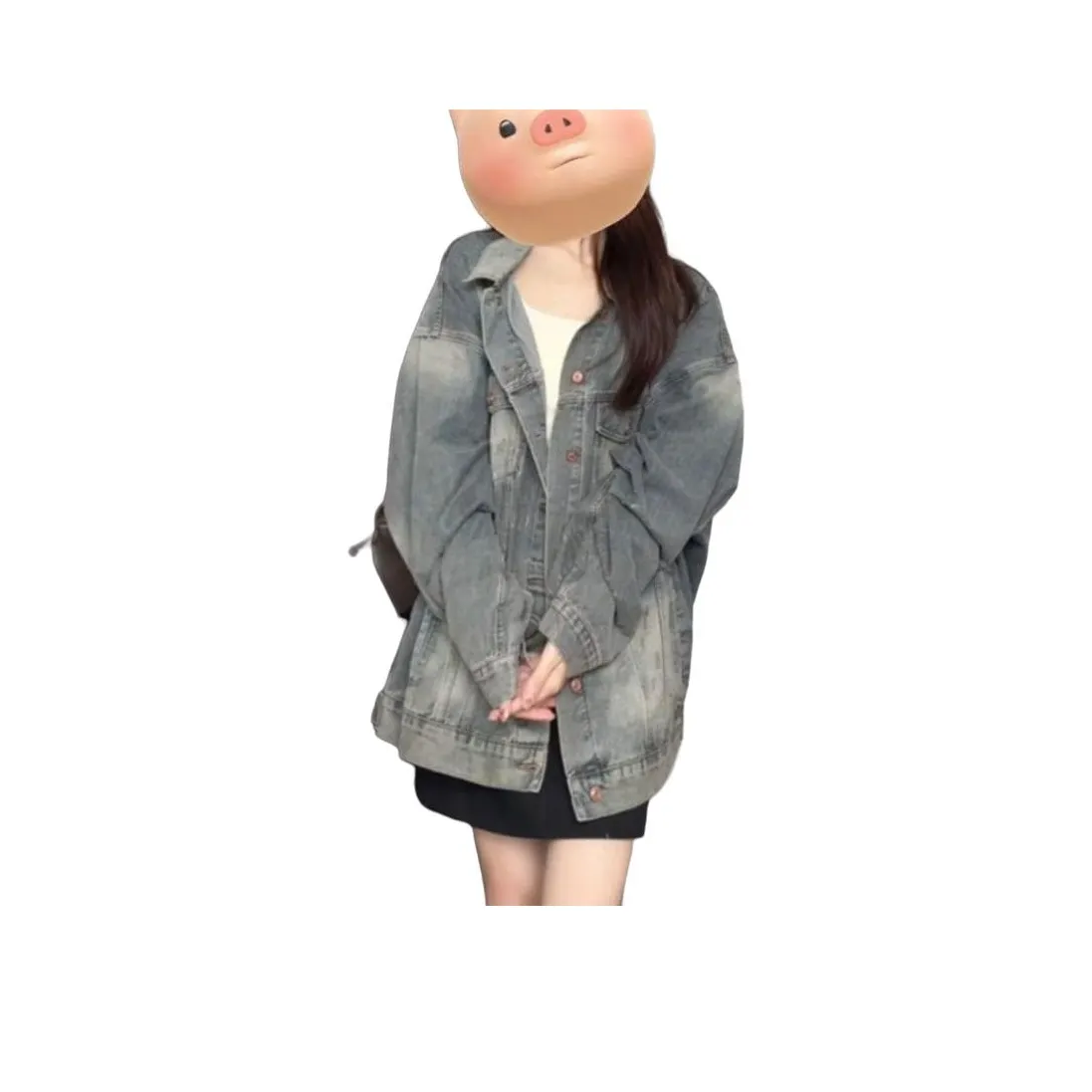 HAPG Винтажный синий [Новинка Early Весна Свободный покрой Силуэт Куртка Топ Для Женских] Женские Куртки