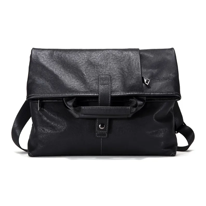 BISON DENIM Коровья кожа Сумка через плечо Стандартная Мужская Черная
