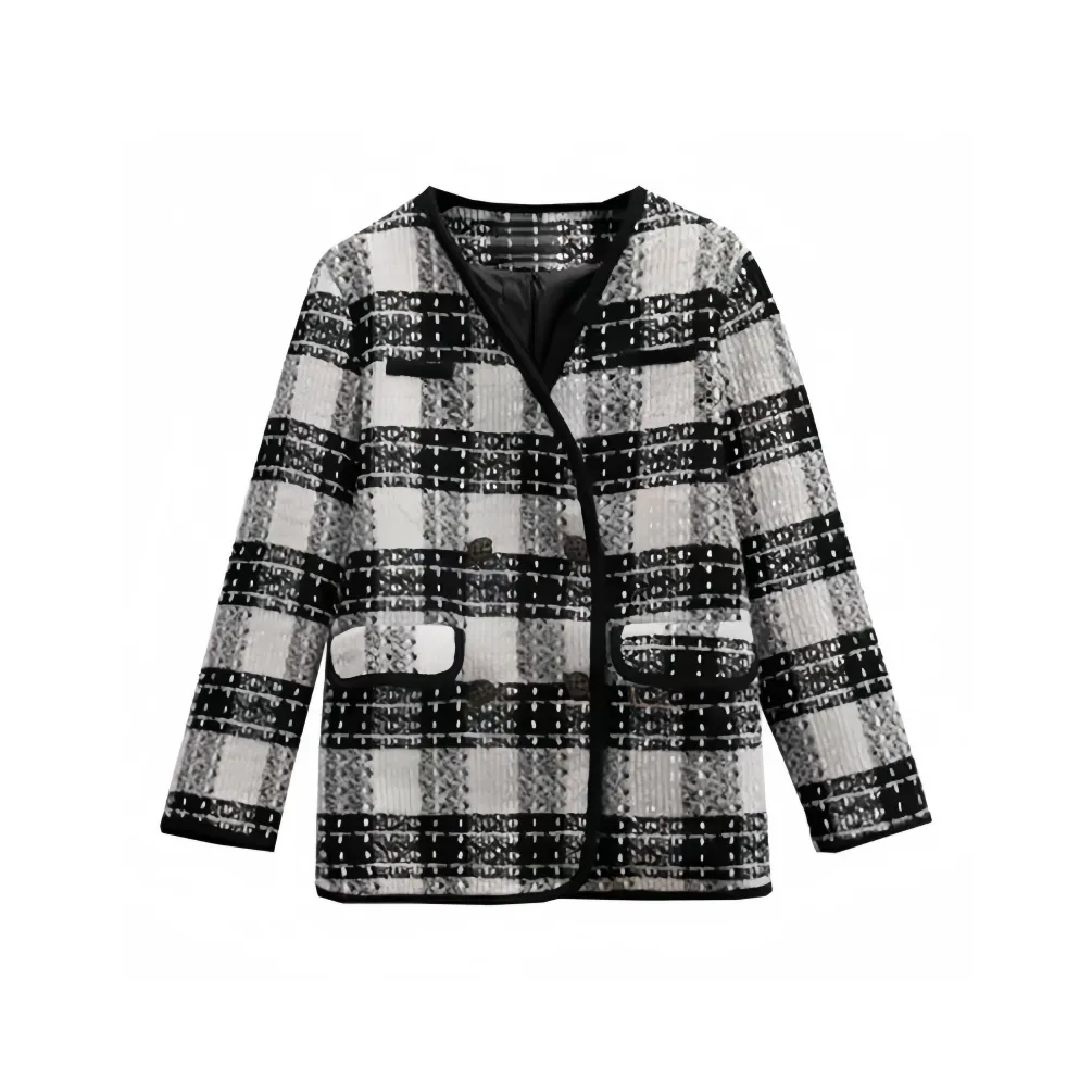GORGEOUSIDEA Черно-белая клетка Пальто Женское Пальто