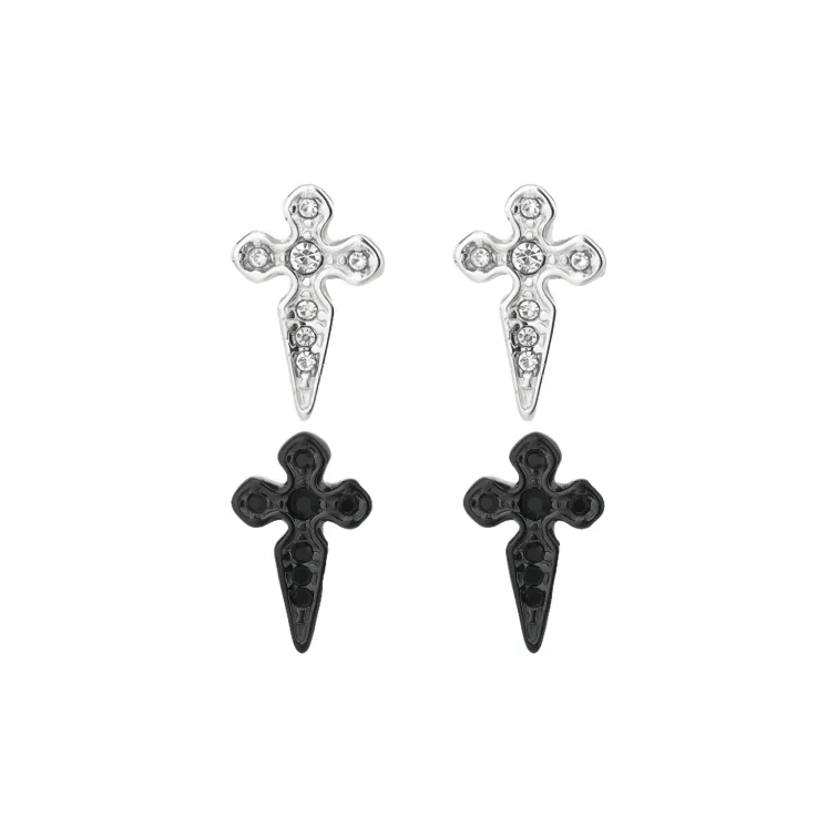 Quarqor Серьги-гвоздики из титана и стали унисекс