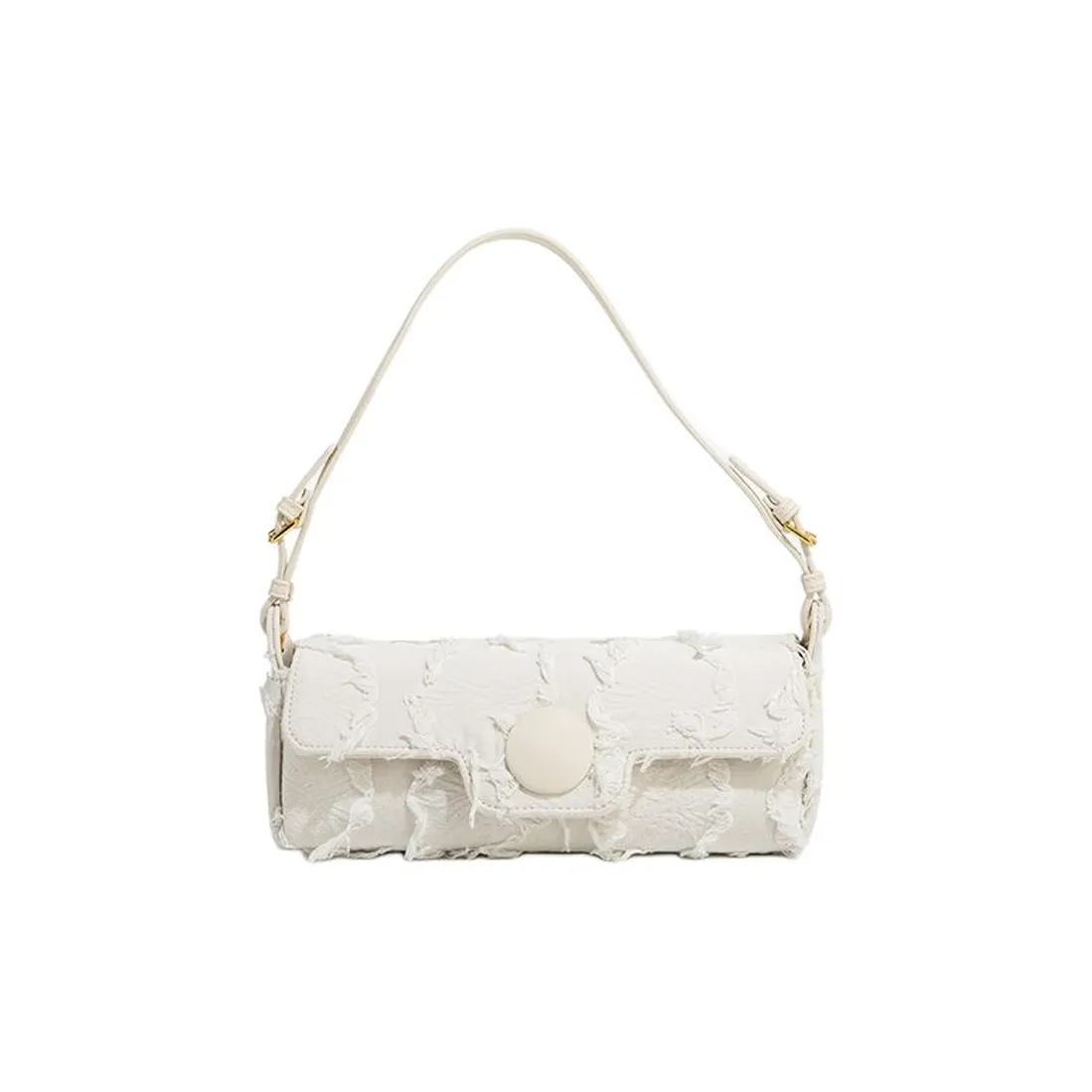 MACKJANICE Полиуретан Синтетическая Кожа Плечевая Сумка Сумка-багет Плечевая Сумка Женская с Кисточкой Белая