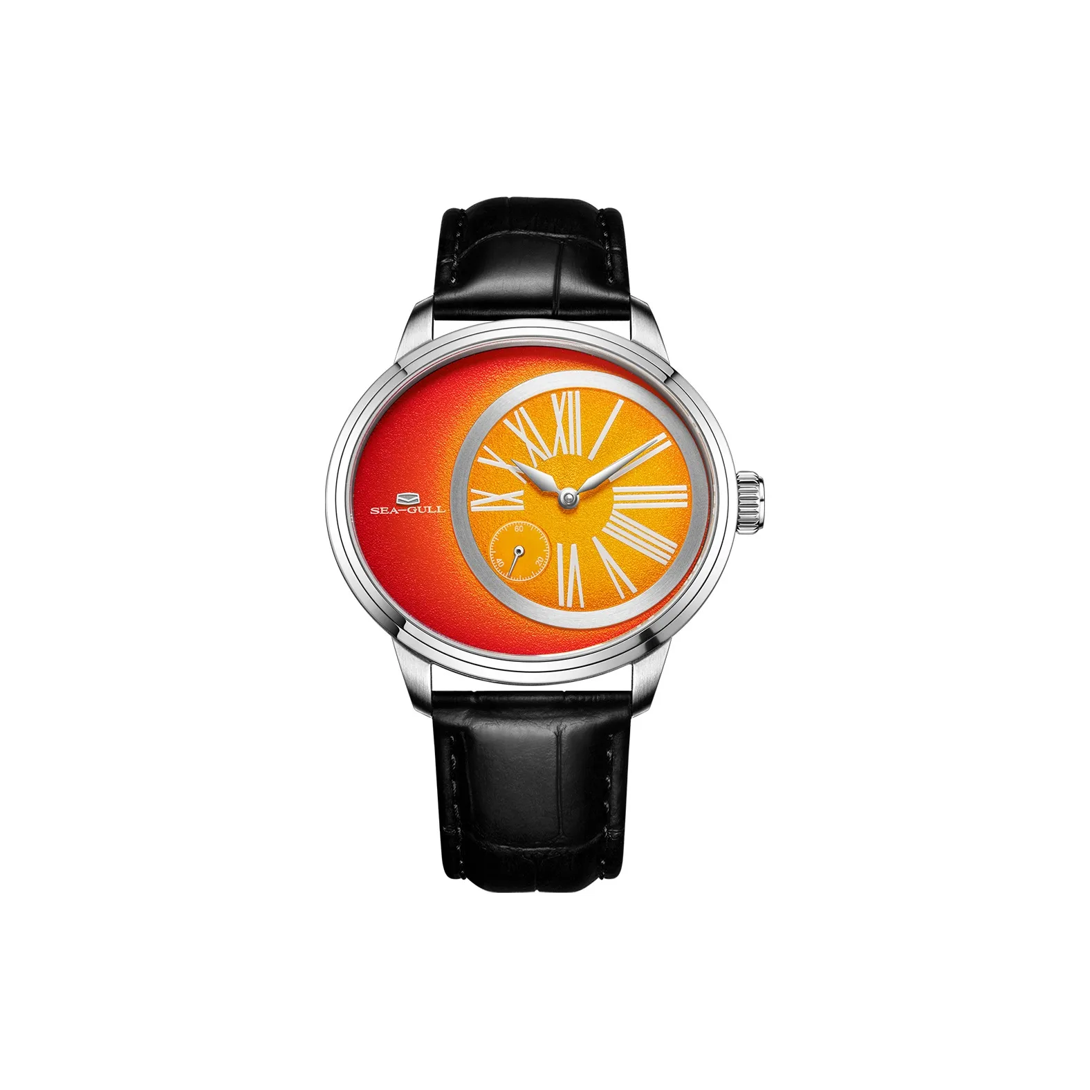 Sea Gull Автоматический Механический Механизм Коровья Кожа Ремешок Часы Мужские Белый Циферблат