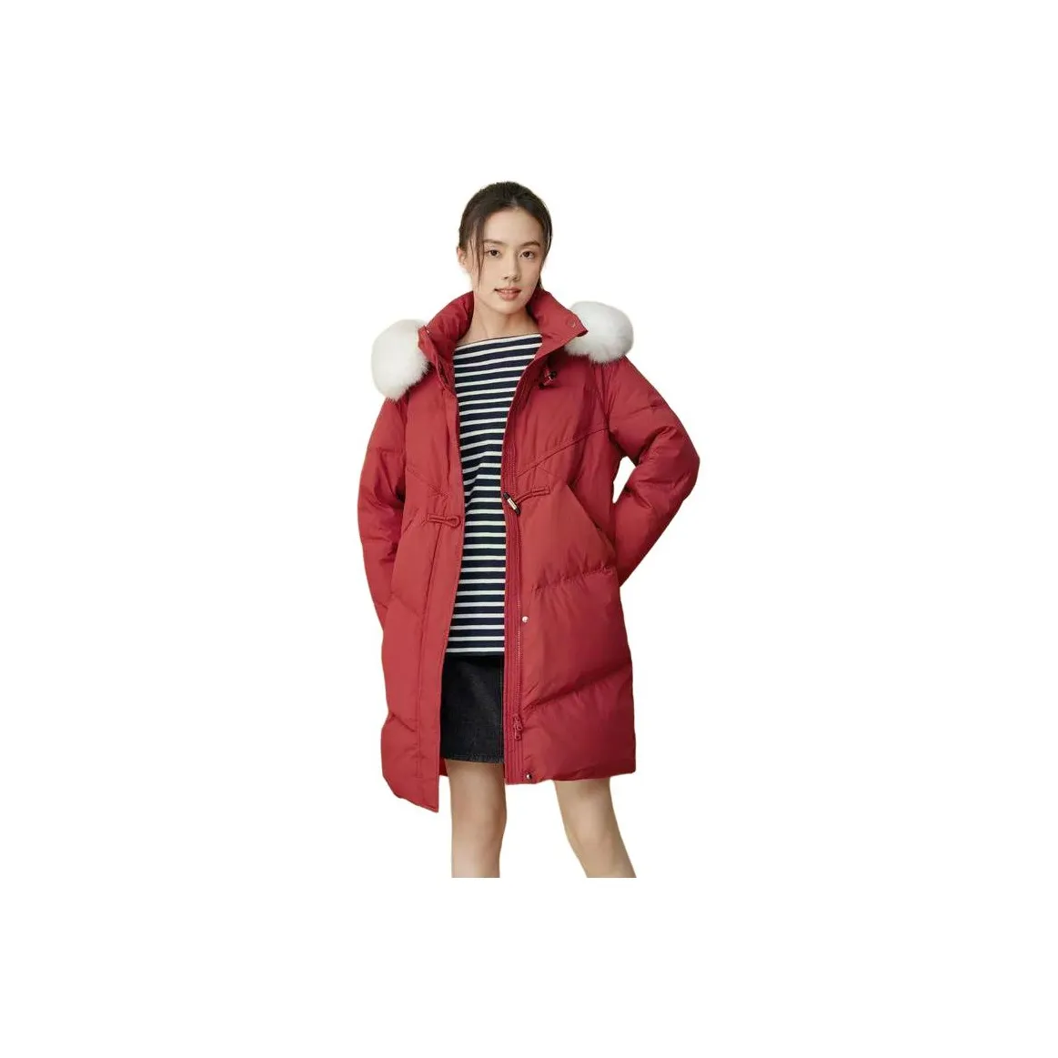 EICHITOO Темно-красный Женский Пуховик