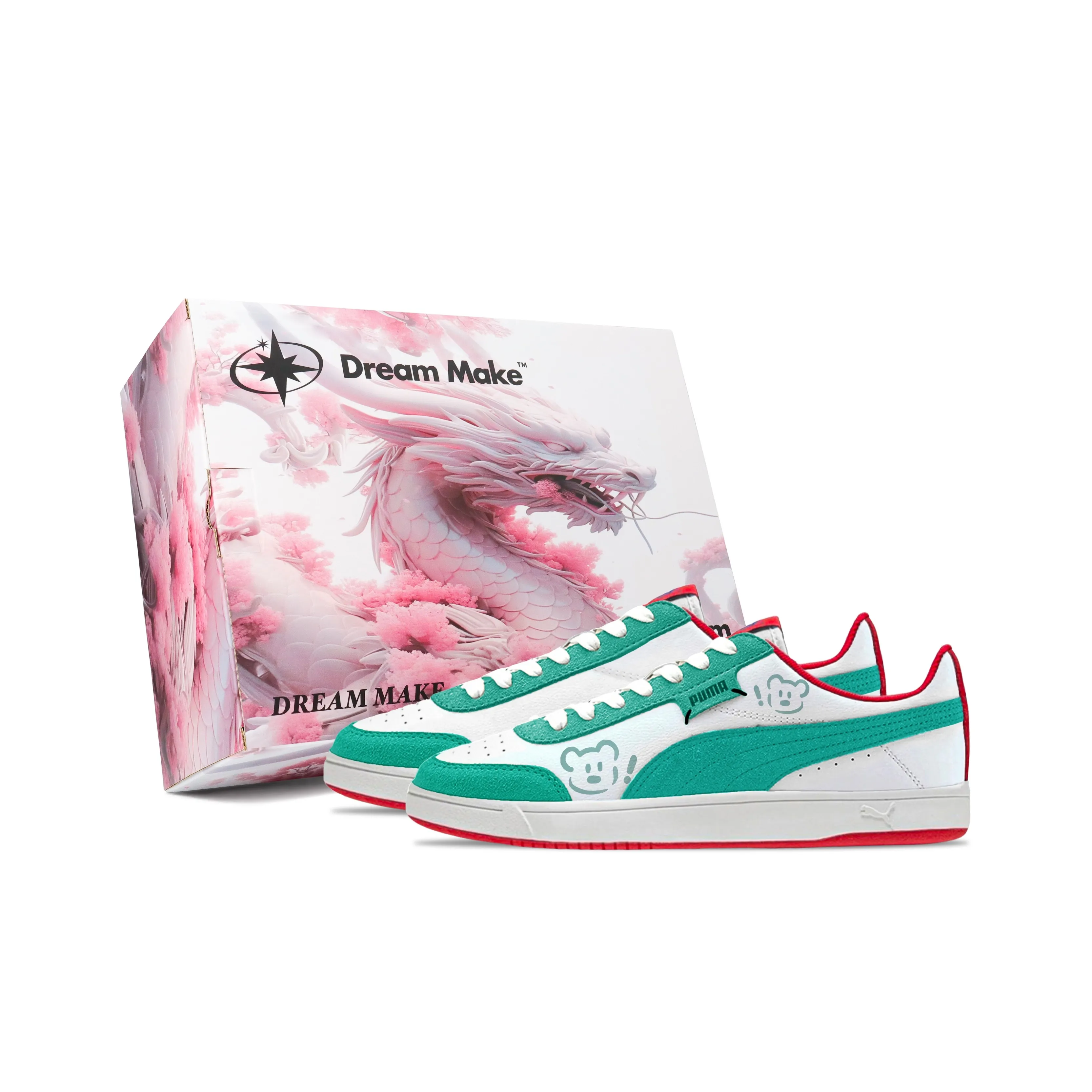 PUMA Court Legend LO Мятный Медведь Коробка Термостойкий Устойчивый к Износу Водонепроницаемый Низкий Топ Скейтборд Кроссовки Унисекс Зеленый