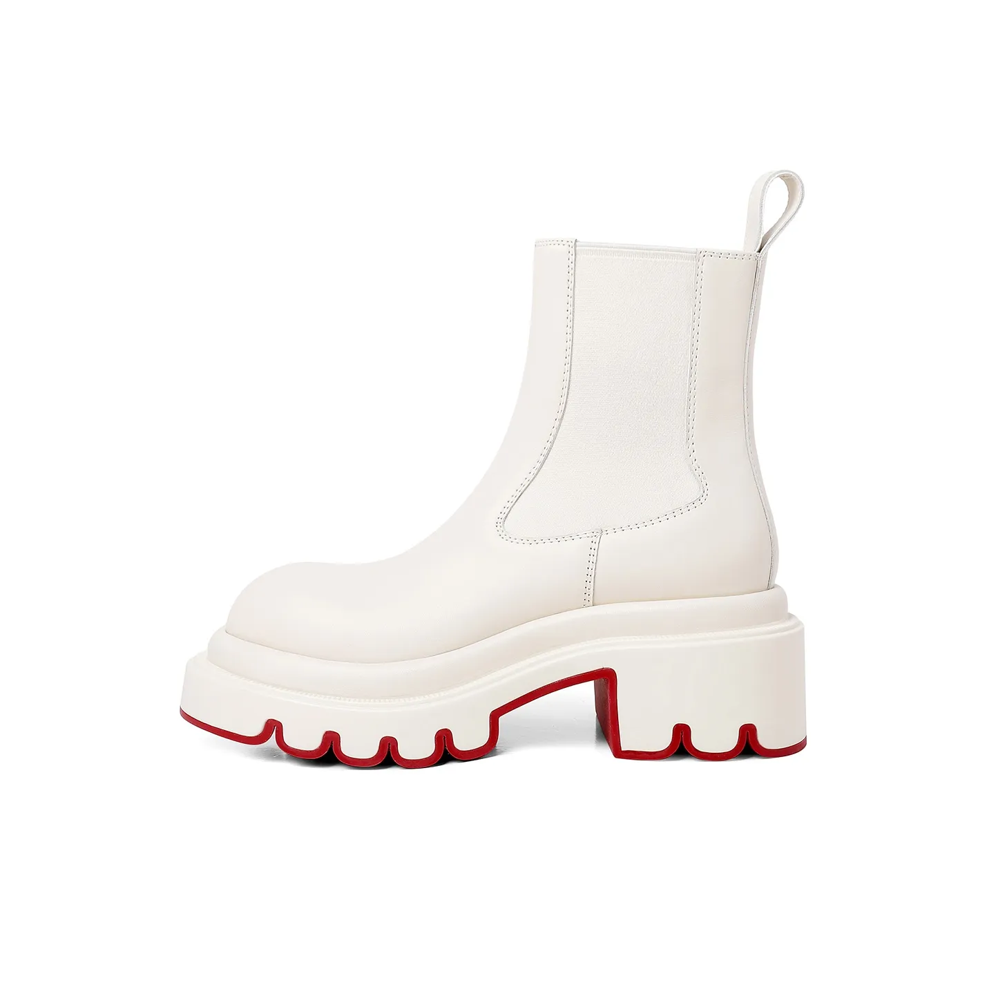 HAOYASENNU Martin Boots Ecru Women's