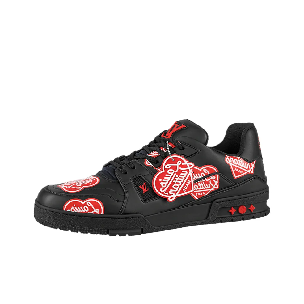 LOUIS VUITTON Skateboard Shoes Men Low Top Black/Red