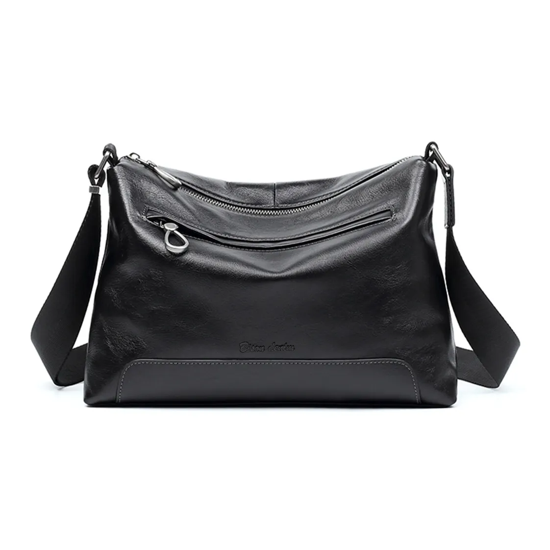 BISON DENIM Коровья кожа Сумка через плечо Мужская Оливковый Черный