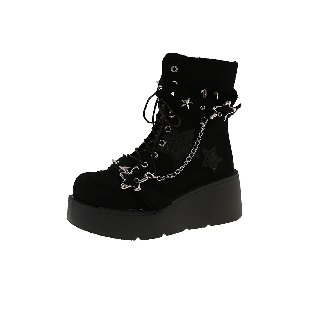 Be Good Индивидуальный Винтаж Корейский стиль Модный Повседневный Универсальный Колено Высокие сапоги 5,5 см Женские