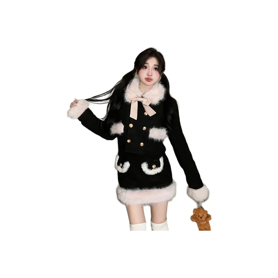 Dippanis Черный топ + Юбка Женские Комплекты с юбкой