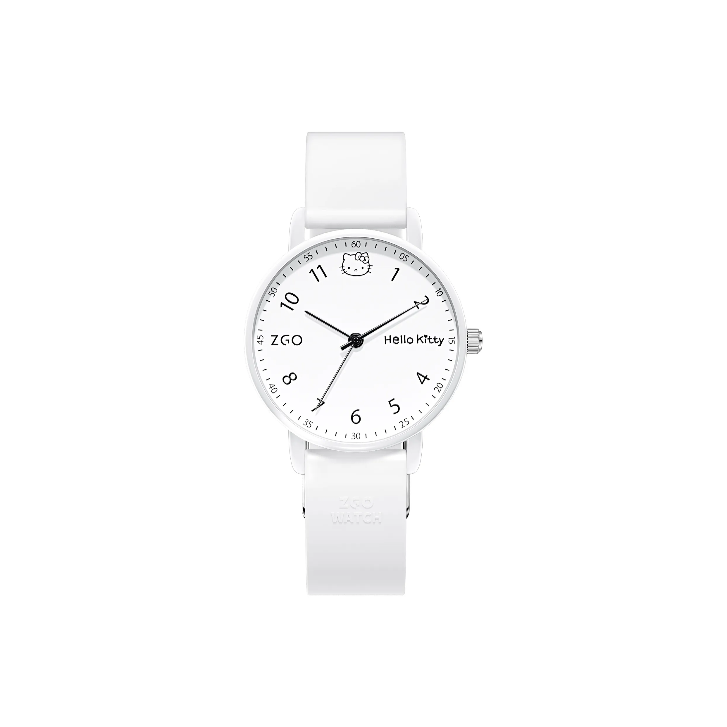 Hello Kitty Кварцевый механизм Силиконовый ремешок Часы Женские Белый циферблат