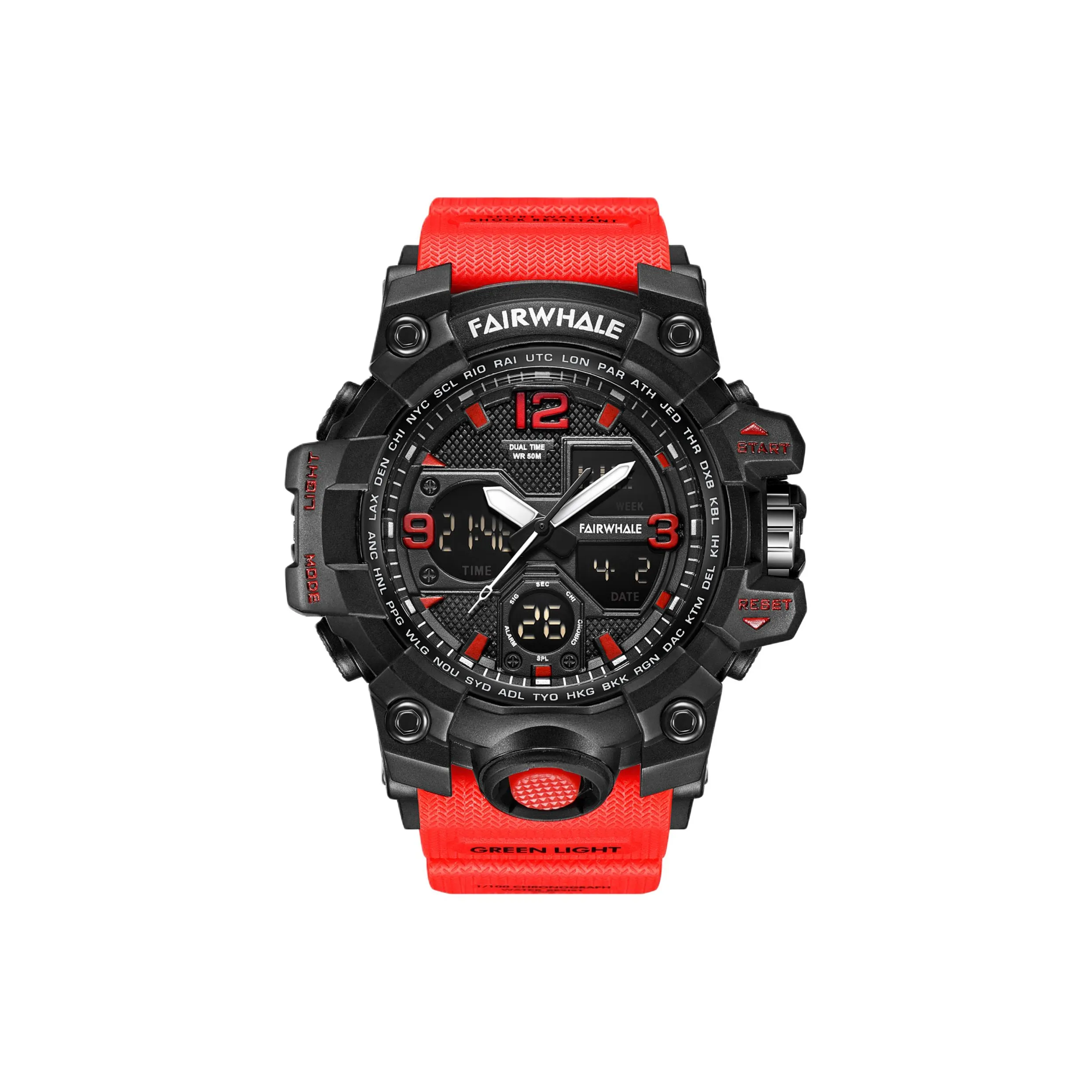FAIRWHALE Электронные Механические Часы Мужские Черный Циферблат