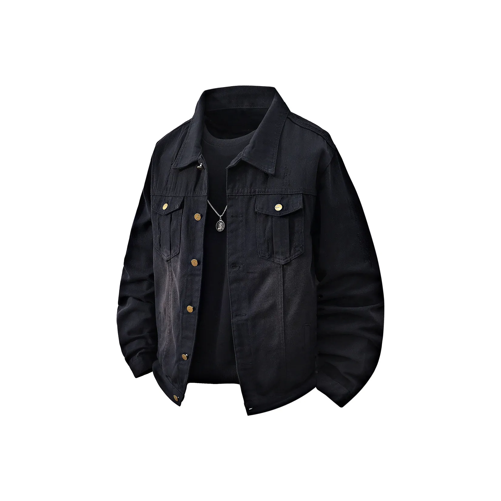 SENJIALUO Черный Мужской Джинсовый Куртка