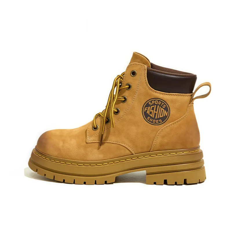 7 SEVFUN Винтажный Желтый Ботинки Повседневный Британский стиль Нишевый Trendy Versatile Короткий Мартин Ботинки Женские