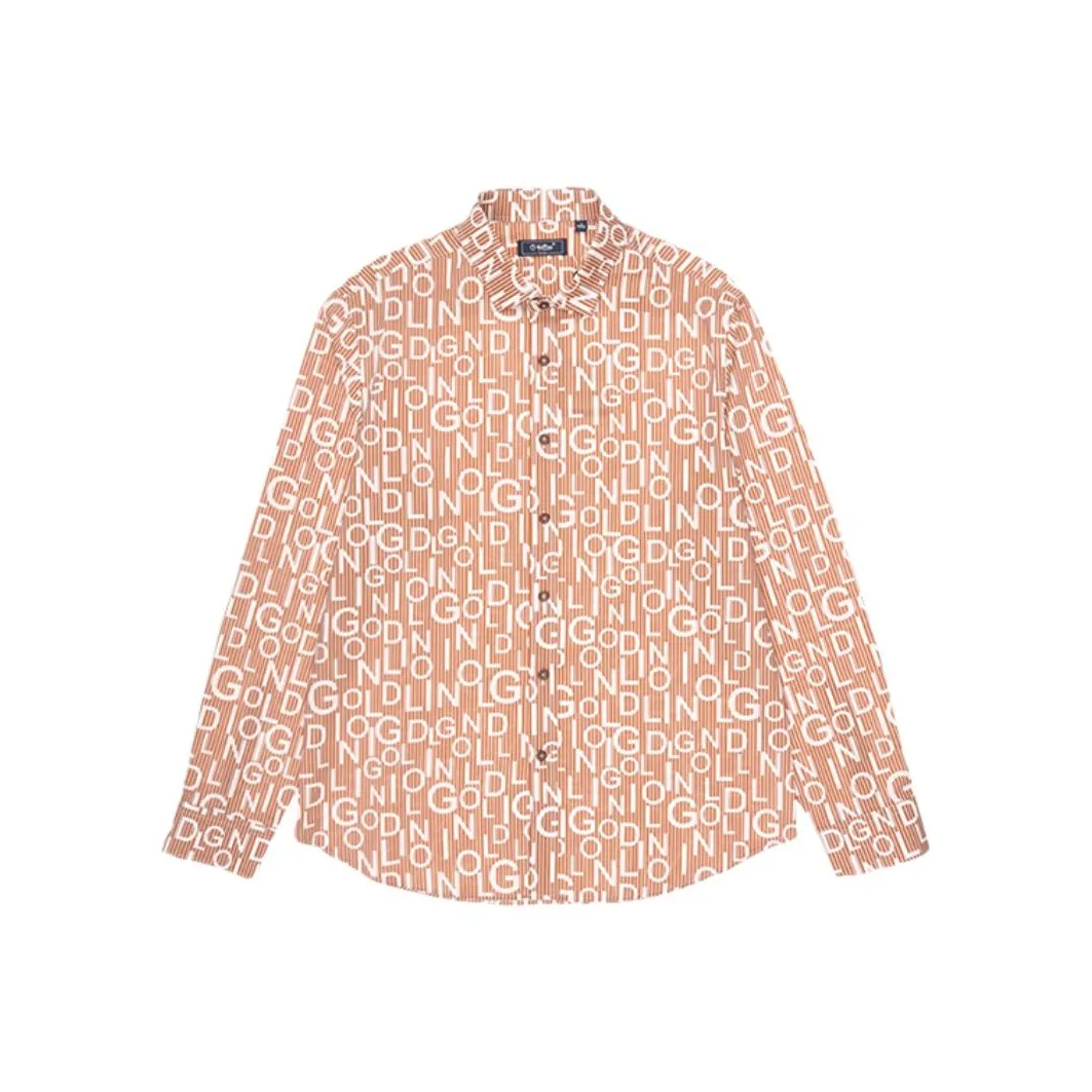 GOLDLION Orange с принтом размер 32 мужские рубашки