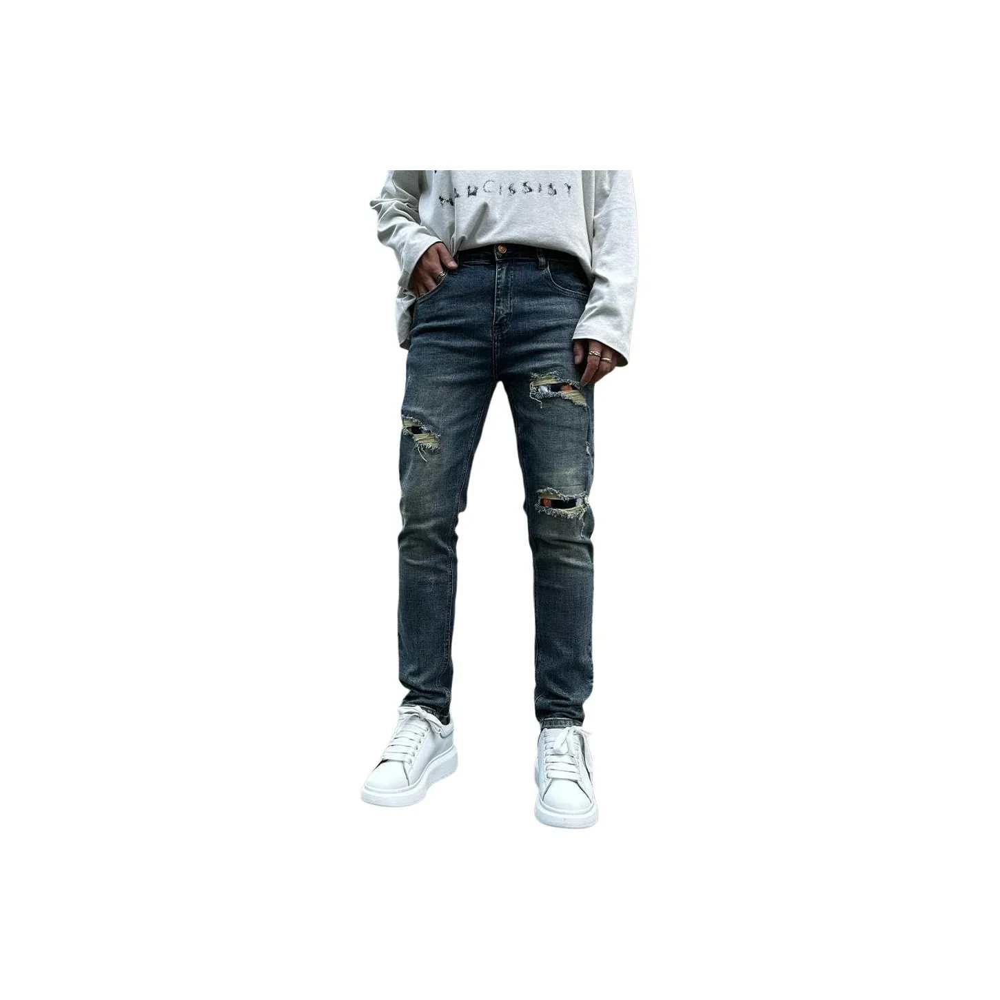 JIKENDI Ностальгический синий Мужские Джинсы