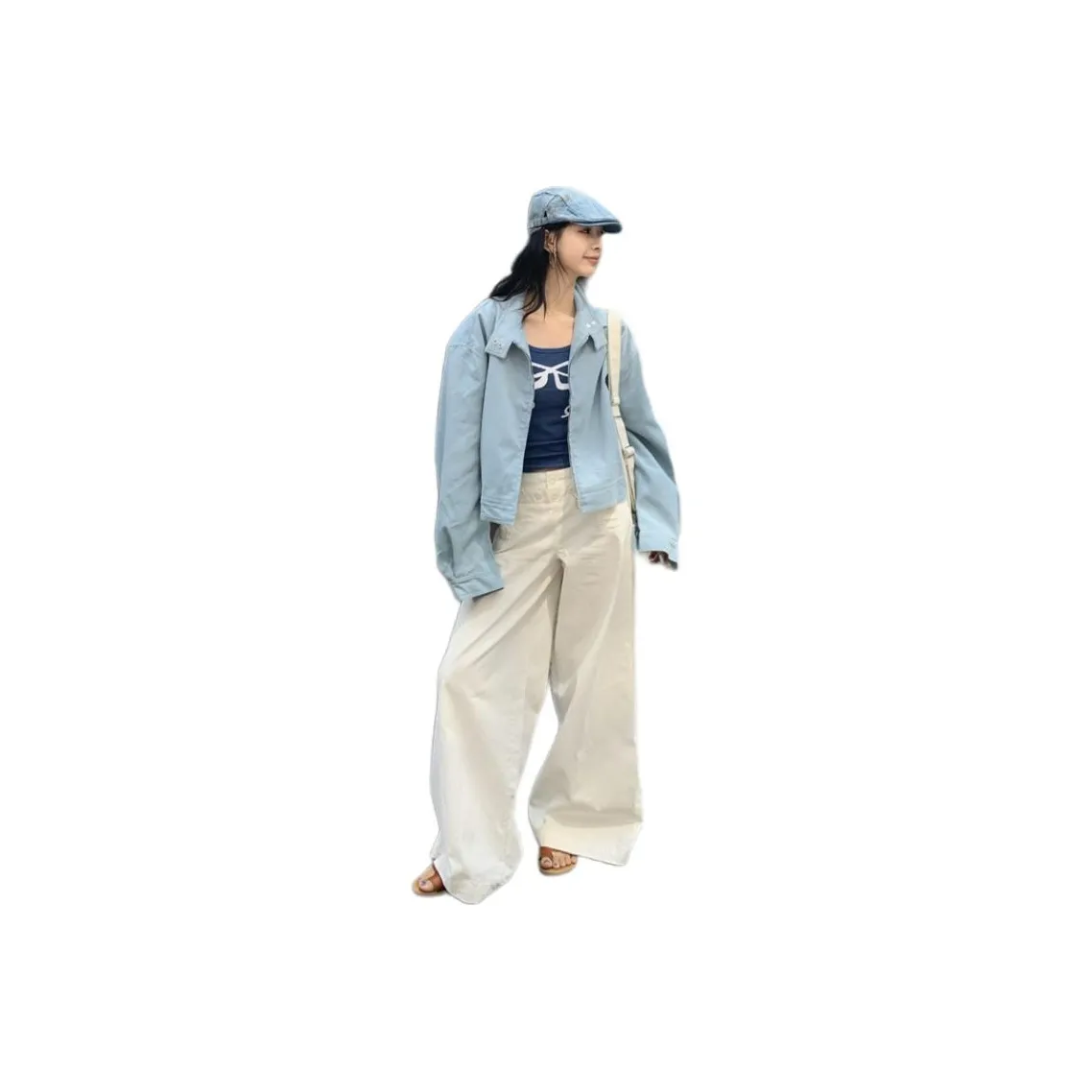 MORii Светло-синий Женский Короткий Пальто