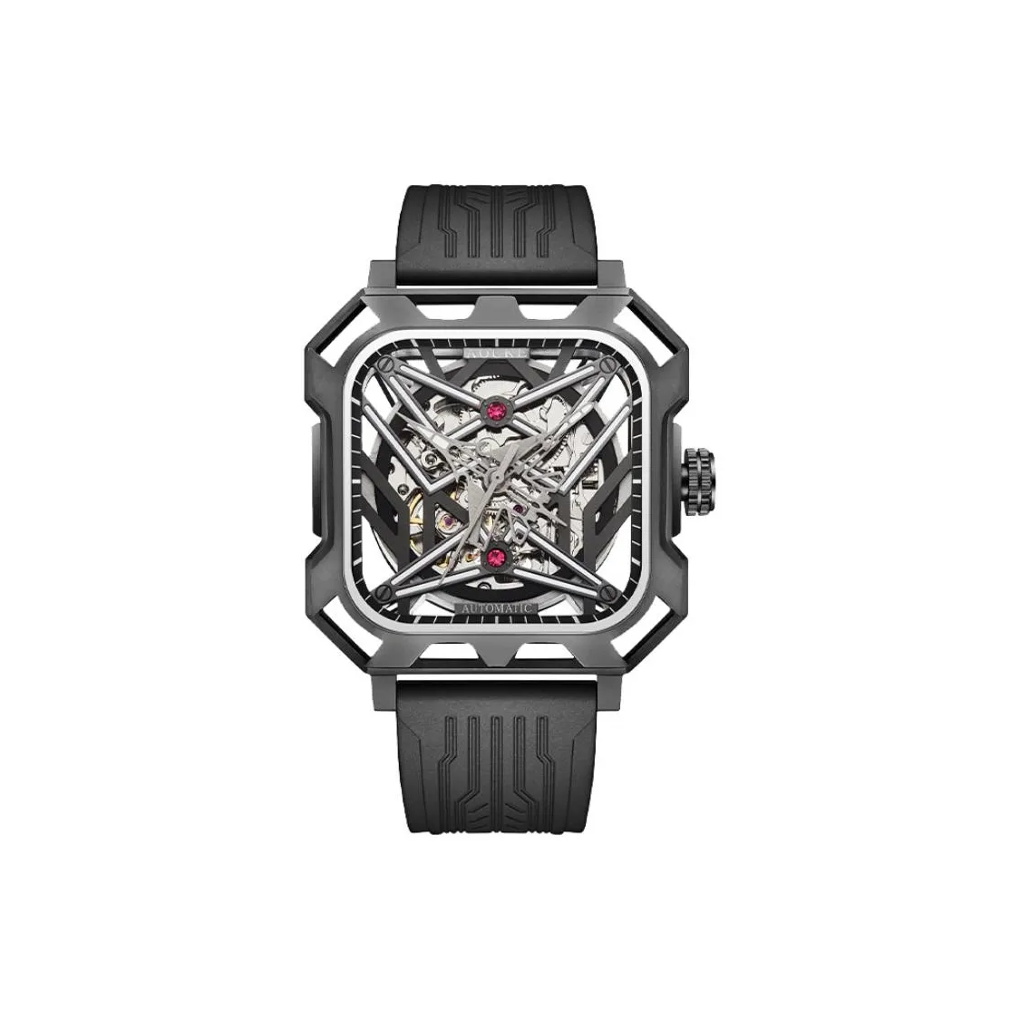 AOUKE Механические Мужские Часы Силиконовый Ремешок Часы с Черепным Циферблатом